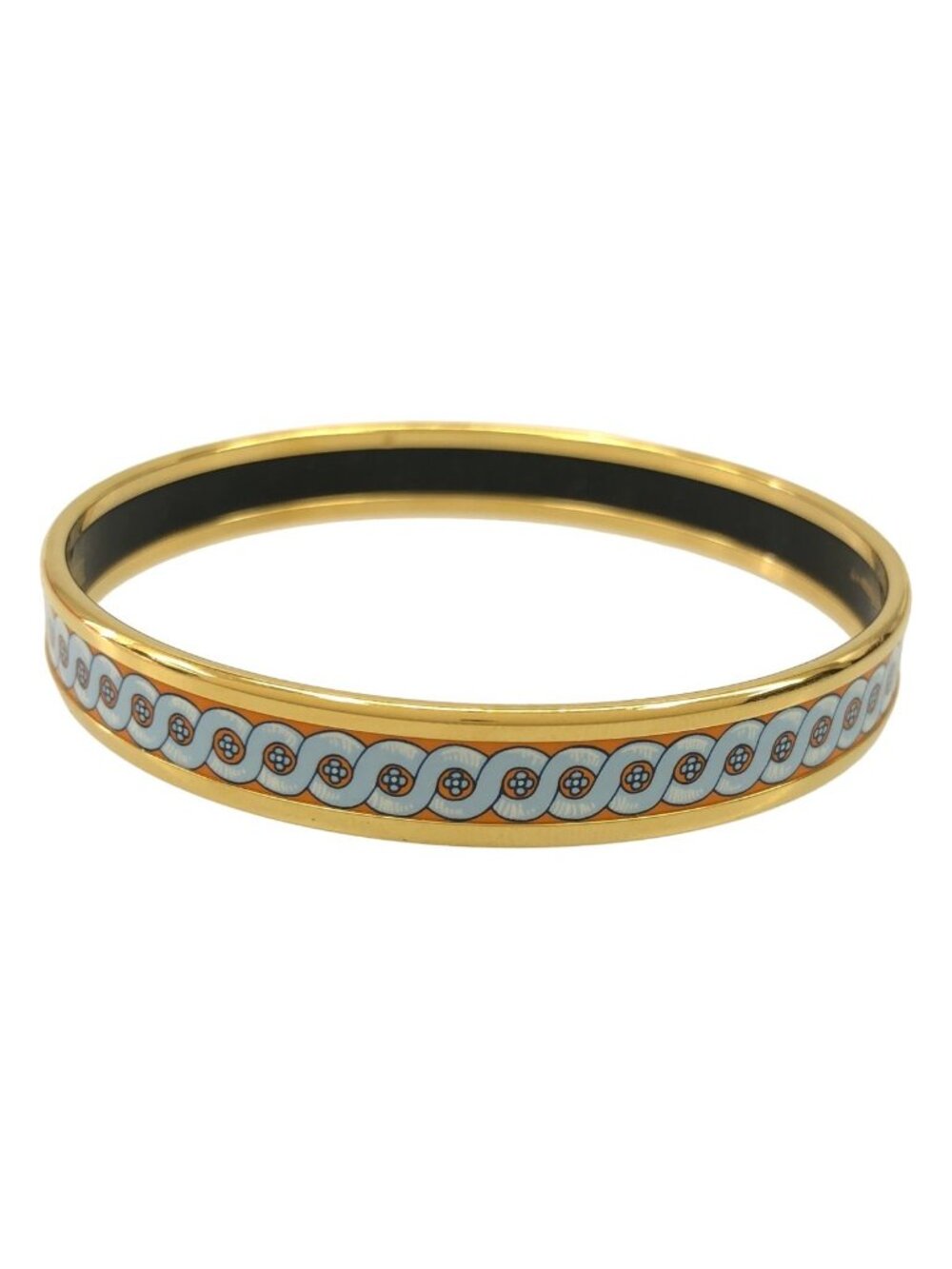 Hermes Email Bangle PM Enamel Bracelet Blue